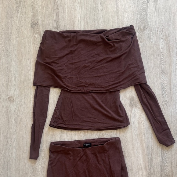 Naked Wardrobe Chocolate Brown Skirt Set - Picture 3 of 3